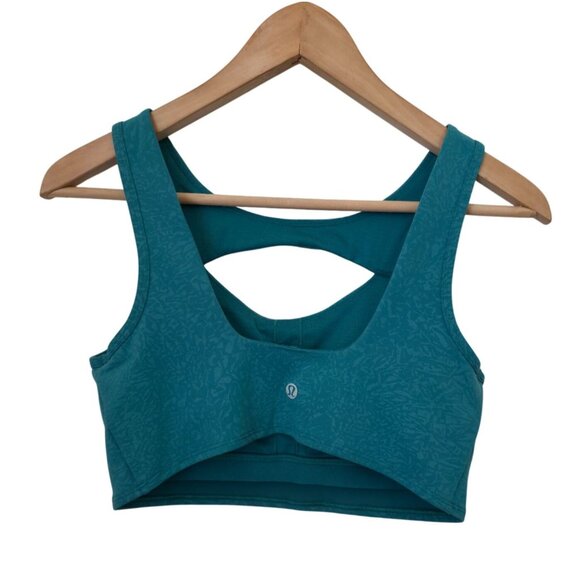 Lululemon Everlux Cut-Out Teal Medium Support Train Workout Sports Bra Women's 8 - Picture 2 of 7